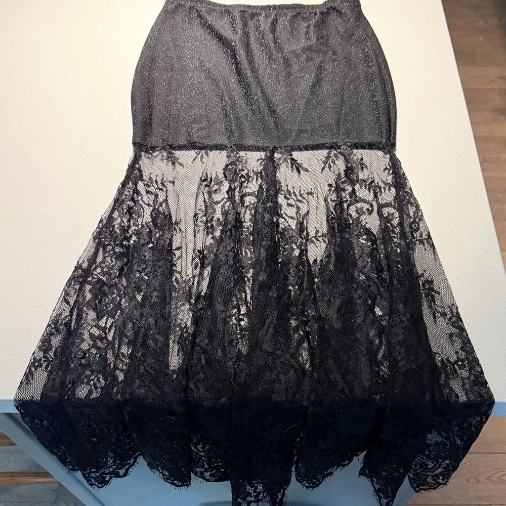BNWT Sweaty Rocks black solid & lace mermaid cut gothic skirt, size Small
